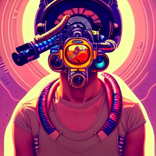 Prompt: high quality high detail portrait of a diesel punk in an alien world, tristan eaton, victo ngai, artgerm, rhads, ross draws, hyperrealism, intricate detailed, alphonse mucha, 8 k, sci - fi, pastel colors, artstation,