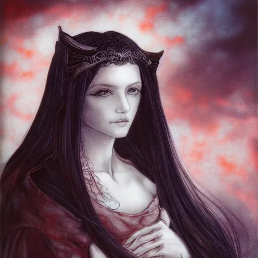 Image similar to Luthien in the style of Ayami Kojima, portrait
