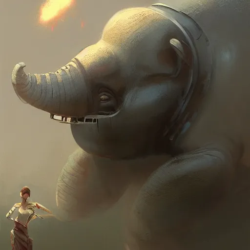 Image similar to 🤖🐘, Greg rutkowski, Trending artstation, cinematográfica, digital Art