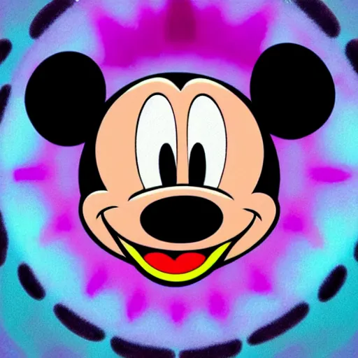 Prompt: mickey mouse having a psychedelic dmt mushroom lsd trip