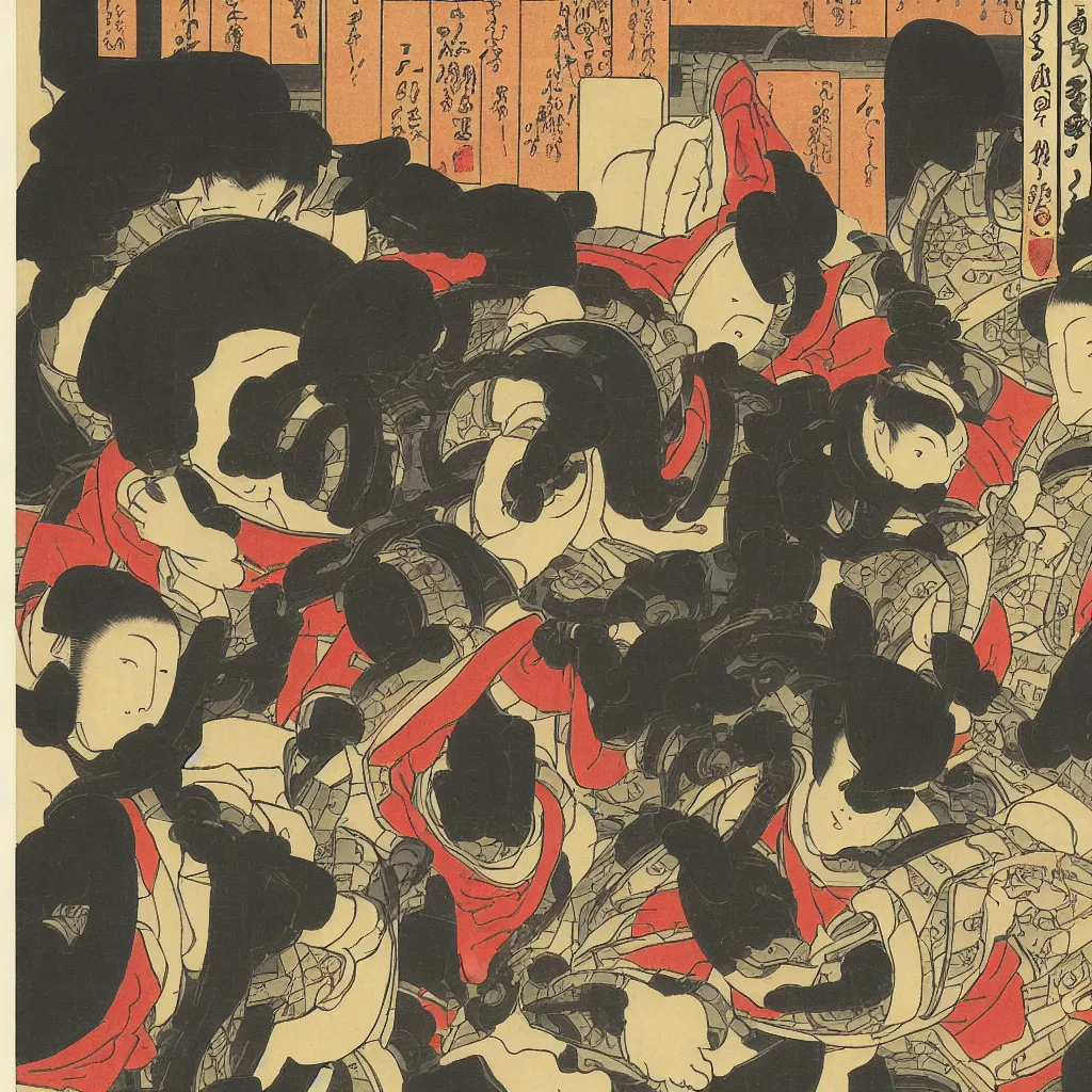 Image similar to Robots, Ukiyo-e by Utagawa Kuniyoshi