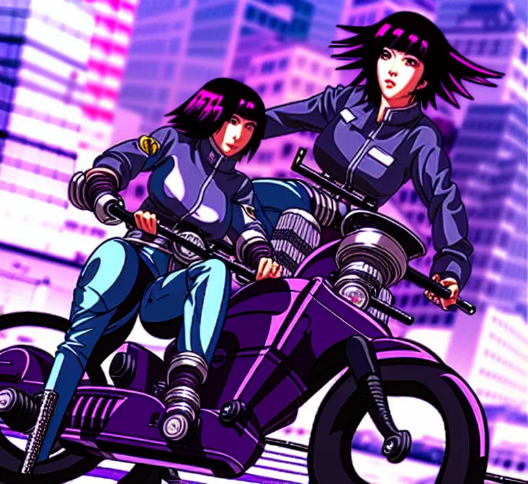 Image similar to motoko kusanagi riding a cyberpunk vehicle in a grungy cyberpunk megacity, bosozoku gang war, cyberpunk vaporwave, artgerm, sola digital arts, anti aliasing, raytracing