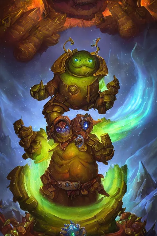 Image similar to 2 d glowing tardigarde, cute tardigrade, blizzard warcraft artwork, hearthstone card artwork oil painting by jan van eyck, northern renaissance art, oil on canvas, wet - on - wet technique, realistic, expressive emotions, intricate textures, illusionistic detail