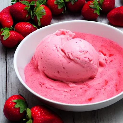 Prompt: strawberry syrup strawberry ice cream