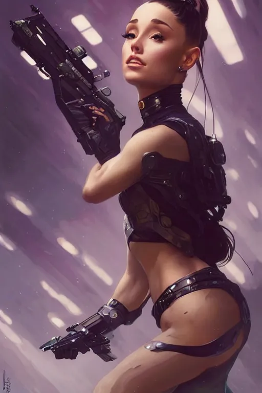 Image similar to ariana grande as aeon flux profile picture by Greg Rutkowski, dynamic pose, intricate, futuristic, fantasy, elegant, by Stanley Artgerm Lau, greg rutkowski, thomas kindkade, alphonse mucha, loish, norman Rockwell,