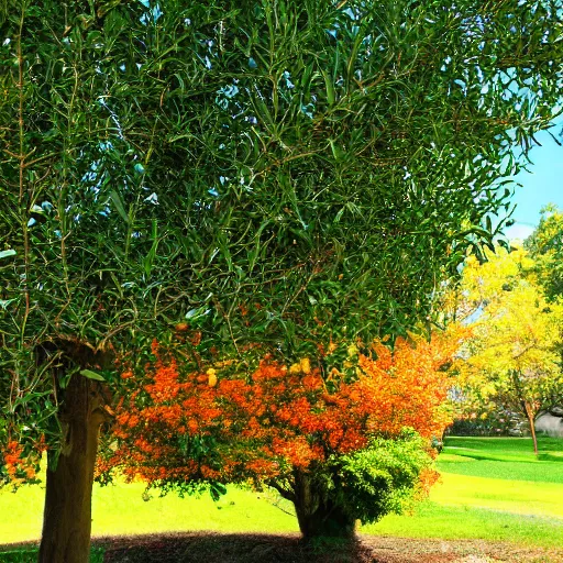 Prompt: orange tree photo background of a suburban back yard, sunlight, highly detailed