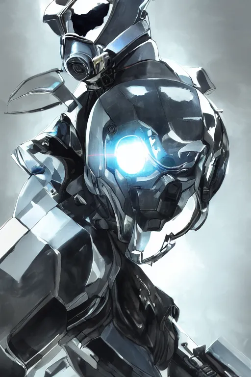 Image similar to cyber cyborg ninja mask helmet metal gear solid artic suit swat commando, global illumination ray tracing hdr fanart arstation by sung choi and eric pfeiffer and gabriel garza and casper konefal, a spectacular view cinematic rays of sunlight comic book illustration, by john kirby