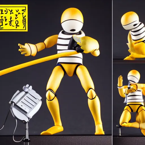 Image similar to korosensei from ansatsu kyoushitsu, actionfigure, product shoot, studio lighting