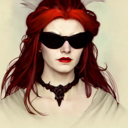 DND character, portait of a redhaired woman wearing Stable Diffusion