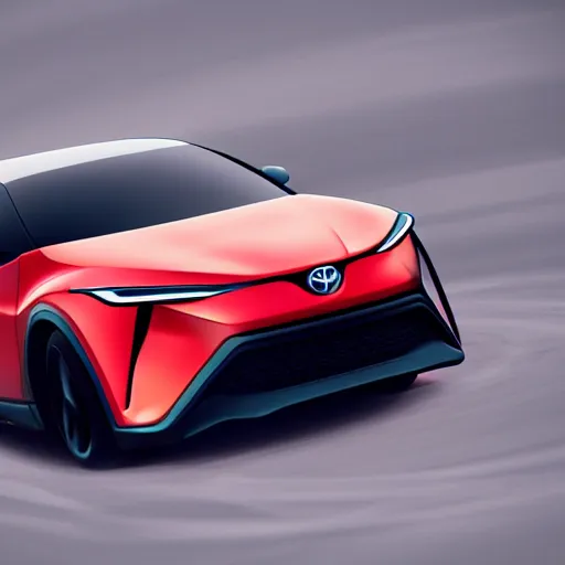 Image similar to toyota chr on a midnight road, hyperrealistic render