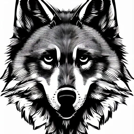 Prompt: professional line art of a wolf, high quality, HD, 8K, award-winning