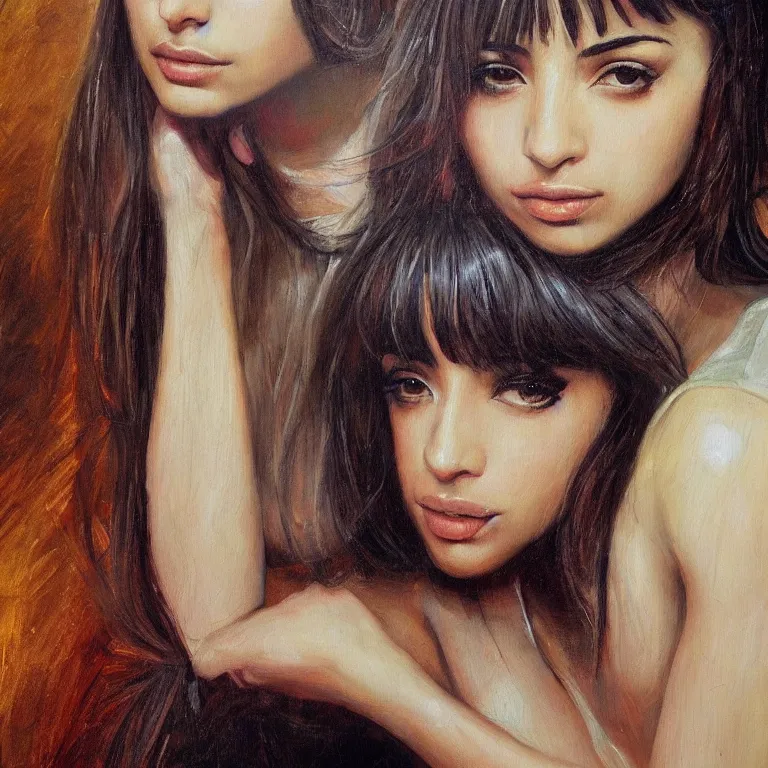 Prompt: a beautiful masterpiece painting of hannah simone by juan gimenez, award winning, trending on artstation,