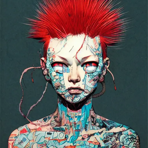 Image similar to prompt : punk portrait soft light painted by james jean and katsuhiro otomo and erik jones, inspired by akira anime, smooth face feature, intricate oil painting, high detail illustration, sharp high detail, manga and anime 1 9 9 9