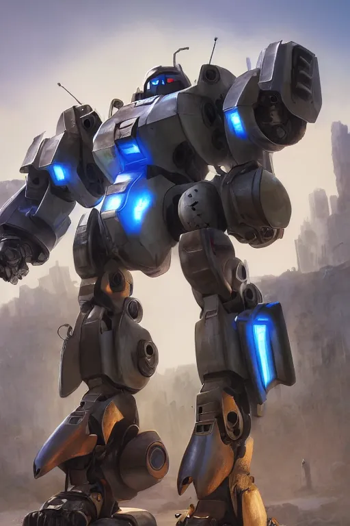 Image similar to mechwarrior 5 : mercenaries mech megaman transformer robot boss tank engine game octane render, 4 k, hd 2 0 2 2 3 d cgi rtx hdr style chrome reflexion glow fanart, global illumination ray tracing hdr fanart arstation by ian pesty by jesper ejsing pixar and disney unreal zbrush central hardmesh