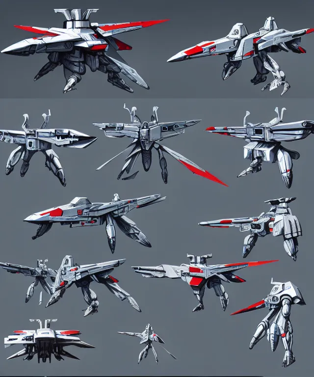 Image similar to 2 d shooter game concept art sprite sheet!!!, robotech gradius outer space concept art, hyperrealism, fine detail, 8 k, 3 d render, artstation contest winner, cgsociety, cryengine, zbrush, vray, no background