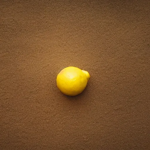 Prompt: a lemon in shape of a human with legs of lemons and round body, arms of lemons, it's relaxing on a beach, volumetric light