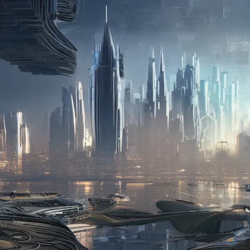 Image similar to Futuristic looking city by Gary Meyer, retro-futurism 4k, high details