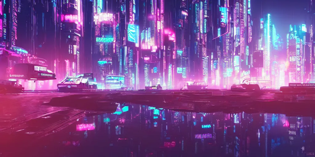 Prompt: realistic cyberpunk city, large neon hologram billboards, vaporwave, 8 k poster, spaceships, by akihito yoshida, artstation, illustration, visual novel, translucent, optics, chromatic, ray tracing reflections, fxaa