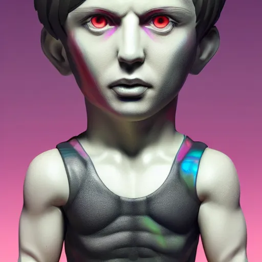 Image similar to a digital 3 / 4 portrait of a crazy eyed greek god, by antonio mello, 3 d nft, nendoroid 3 d, cyberpunk artm, cgsociety, seapunk, anime aesthetic, rendered in maya