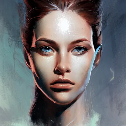 Image similar to concept art of scifi scientist by jama jurabaev, brush stroke, trending on artstation, upper half portrait, symmetry, headpiecehigh quality, extremely detailed