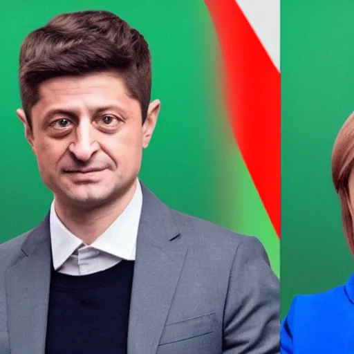Image similar to zelensky against the background of the russian flag, a clear photo in color