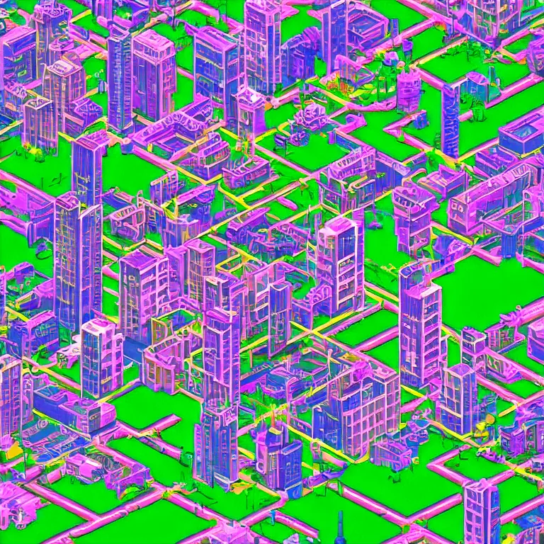 Prompt: vaporwave city, # pixelart