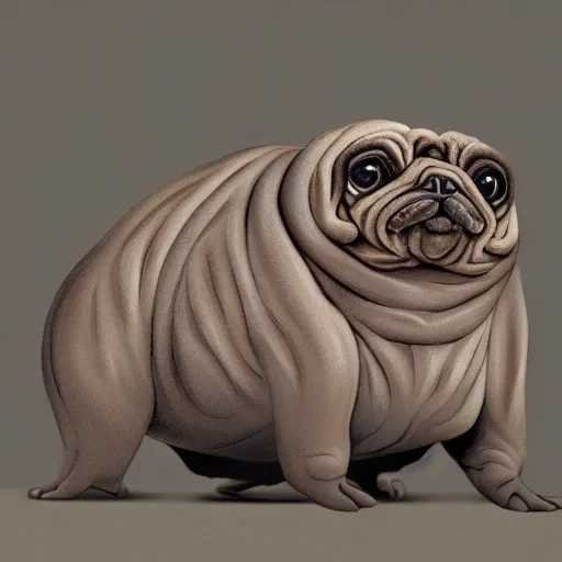 Image similar to A tardigrade with the eyes and mouth of a pug, national geographic-file-photograph, paywall-content, premium-award-winning, trending on artstation