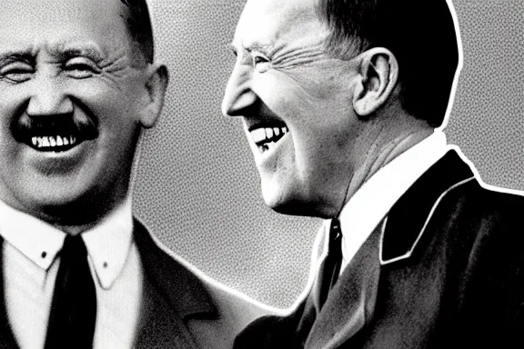 Image similar to “ very very intricate photorealistic photo of hitler and joe biden laughing together, detailed natural lighting, award - winning crisp details ”