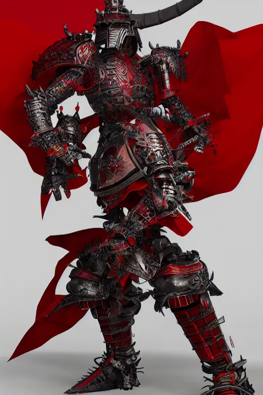 Prompt: full body portrait of a mechanical dragon samurai in red japanese armor, Records of the Three Kingdoms, photography, trending on artstation, ultra detailed, octane render, unreal engine 5, 8k