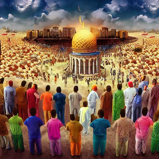 Image similar to muslims on judgment day digital art very detailed 4 k detailed super realistic