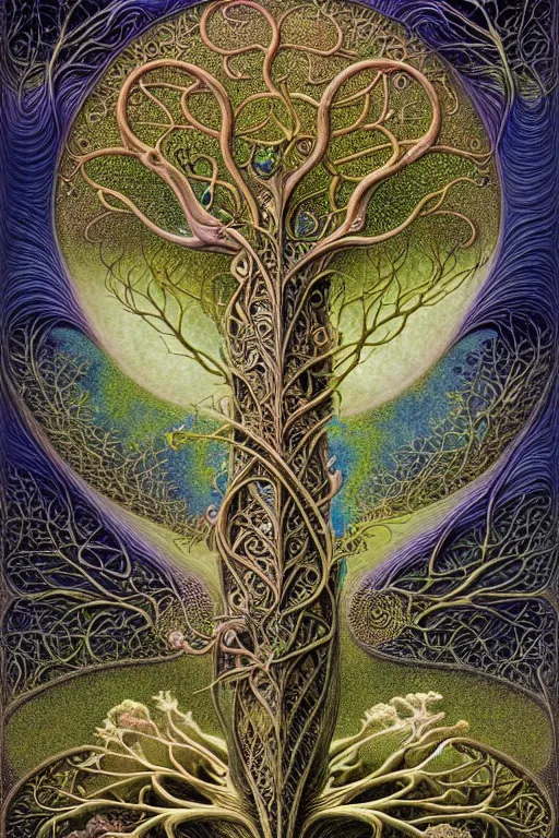 Image similar to tree of life by roger dean and andrew ferez, art forms of nature by ernst haeckel, divine chaos engine, symbolist, visionary, art nouveau, botanical fractal structures, organic, detailed, realistic, surreality