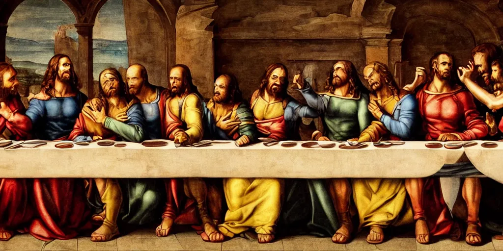 Image similar to the last supper of the x-men, renaissance painting, detailed, wallpaper