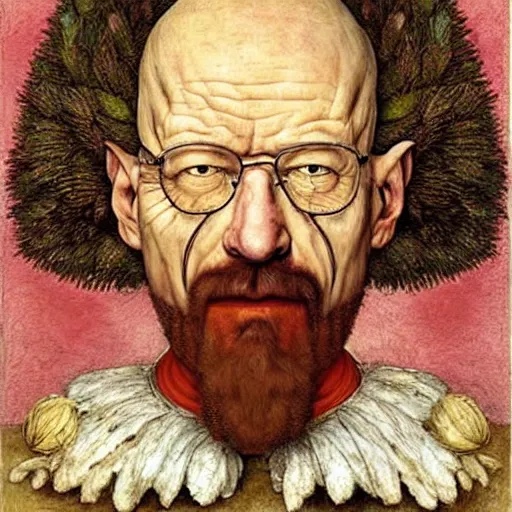 Prompt: giuseppe arcimboldo painting walter white