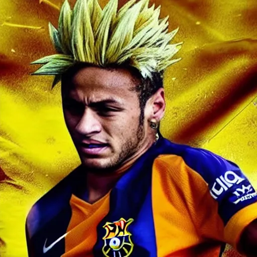 Prompt: super saiyan neymar jr, yellow hair