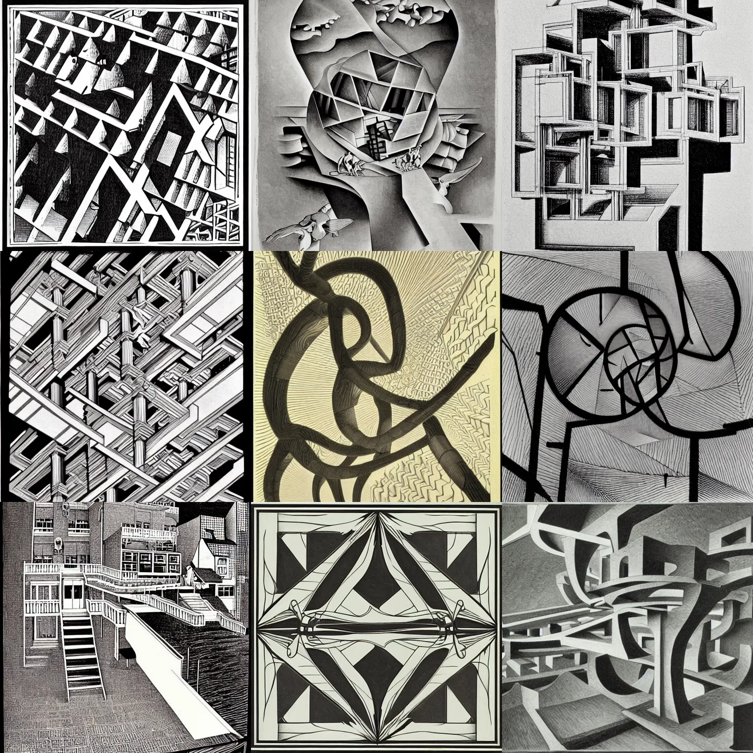 Prompt: artwork by cy twomby m. c. escher