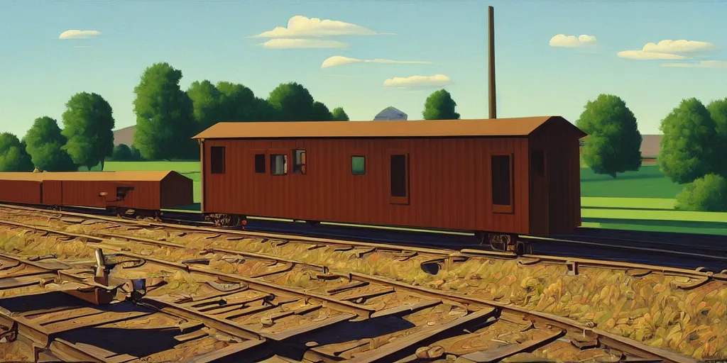 Prompt: sad in the train wagon, summer evening, kenton nelson