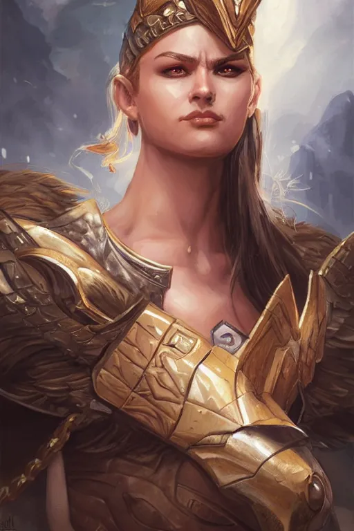 Image similar to amazon valkyrie athena, d & d, fantasy, portrait, highly detailed, headshot, digital painting, trending on artstation, concept art, sharp focus, illustration, art by artgerm and greg rutkowski and magali villeneuve