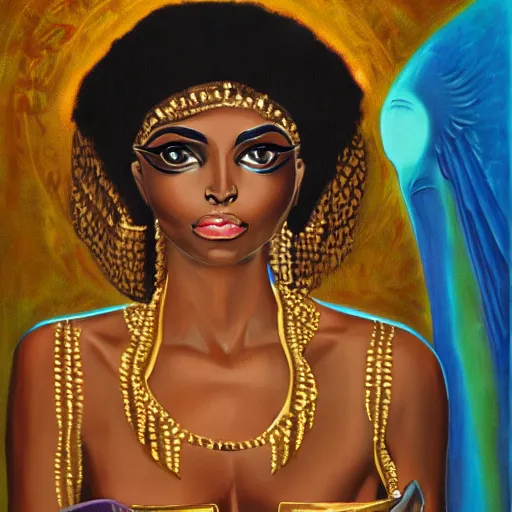 Prompt: the goddess bast, oil in canvas style,