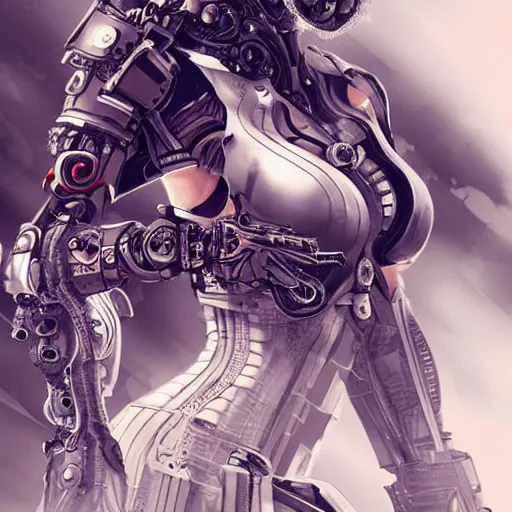 Image similar to Shakira as a samurai cyborg, mech, cyberpunk, intricate details, highly detailed, concept art. Art by Nivanh Chanthara