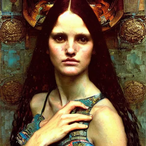 Image similar to mandelbulb portrait of a beautiful woman by gil elvgen, john william waterhouse