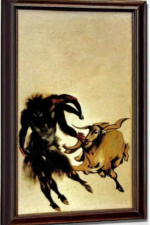 Prompt: dance of the goat man by francisco de goya