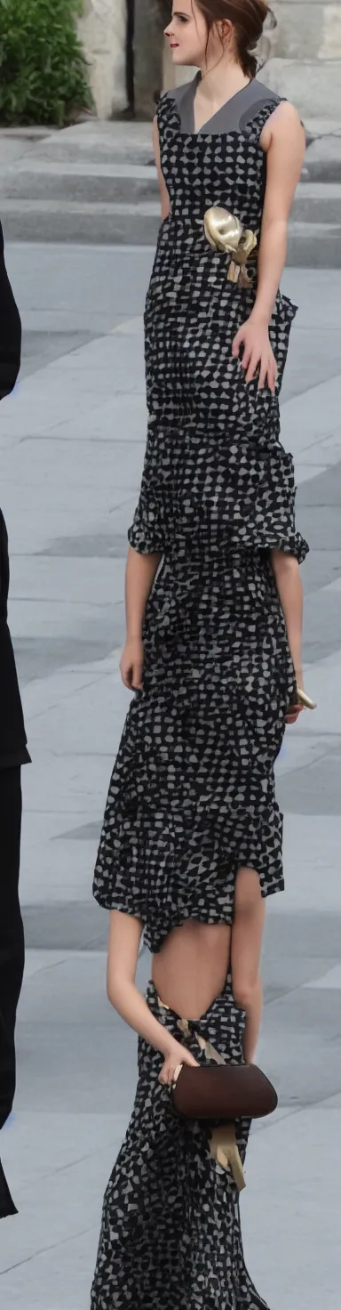 Image similar to emma watson wearing a chess dress