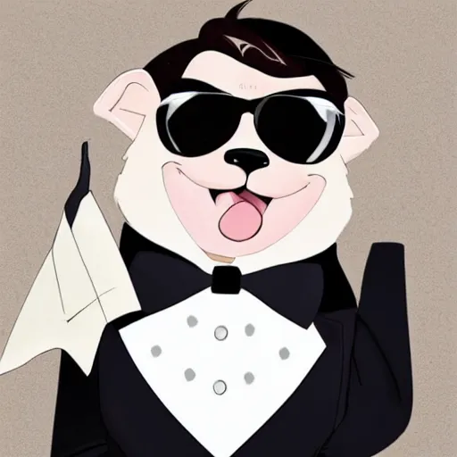 Image similar to sharpay wearing a tuxedo