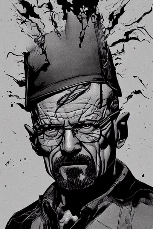 Prompt: character art by mike deodato, walter white, absolute chad