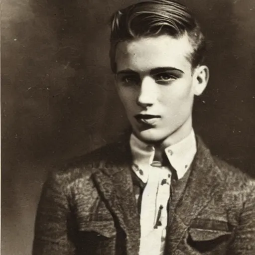 Prompt: a very handsome rebellious hot young guy, 1 9 2 8 photo