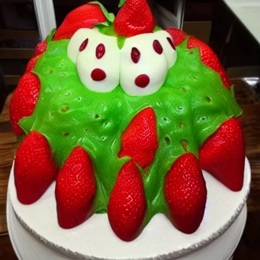 Prompt: horrifying strawberry abomination