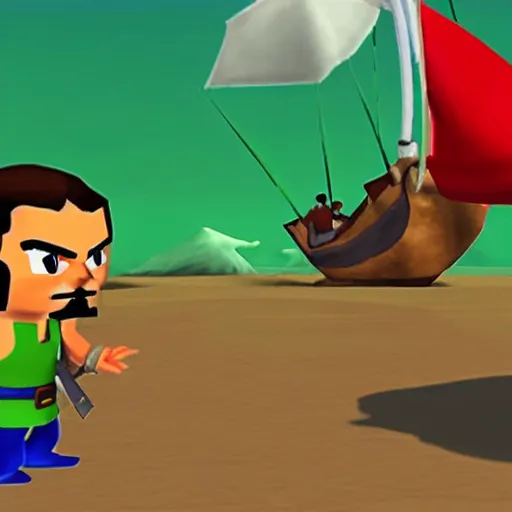 Image similar to Saddam Hussein in The Legend of Zelda The Wind Waker