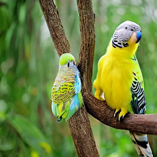 Prompt: Winnie the Pooh as a parakeet, budgie bird, high resolution photo