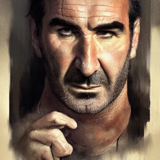 Image similar to A portrait of Eric Cantona, Matte painting , detailed painting, greg rutkowski