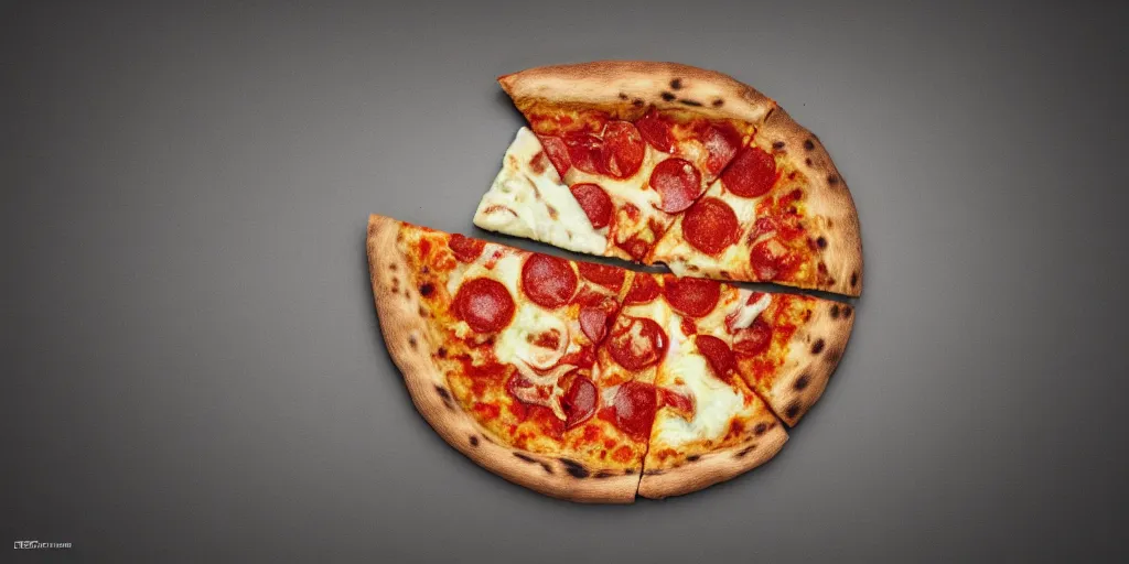 Image similar to an illustration of a slice of pizza, 2 d, photographic filter, unreal engine 5, realistic, hyperdetailed, 8 k, cinematic, volumetric lighting, very realistic effect, hd, hdr, 4 k, sharp focus, octane render, ultra detailed, high resolution, trending on artstation in the style of albert dros glowing rich colors powerful imagery
